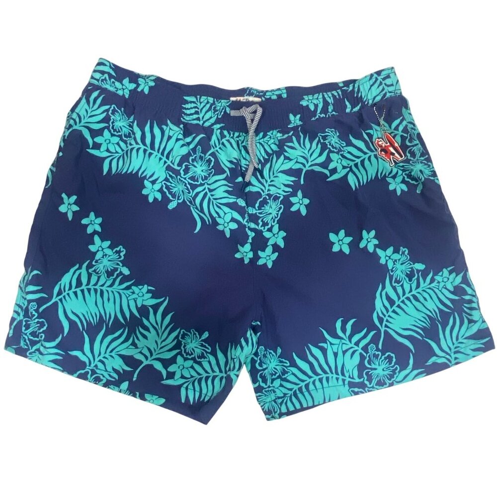 Reyn Spooner Mens Tropical Floral Swim Trunks 2XL Blue & Green Drawstring Stretc